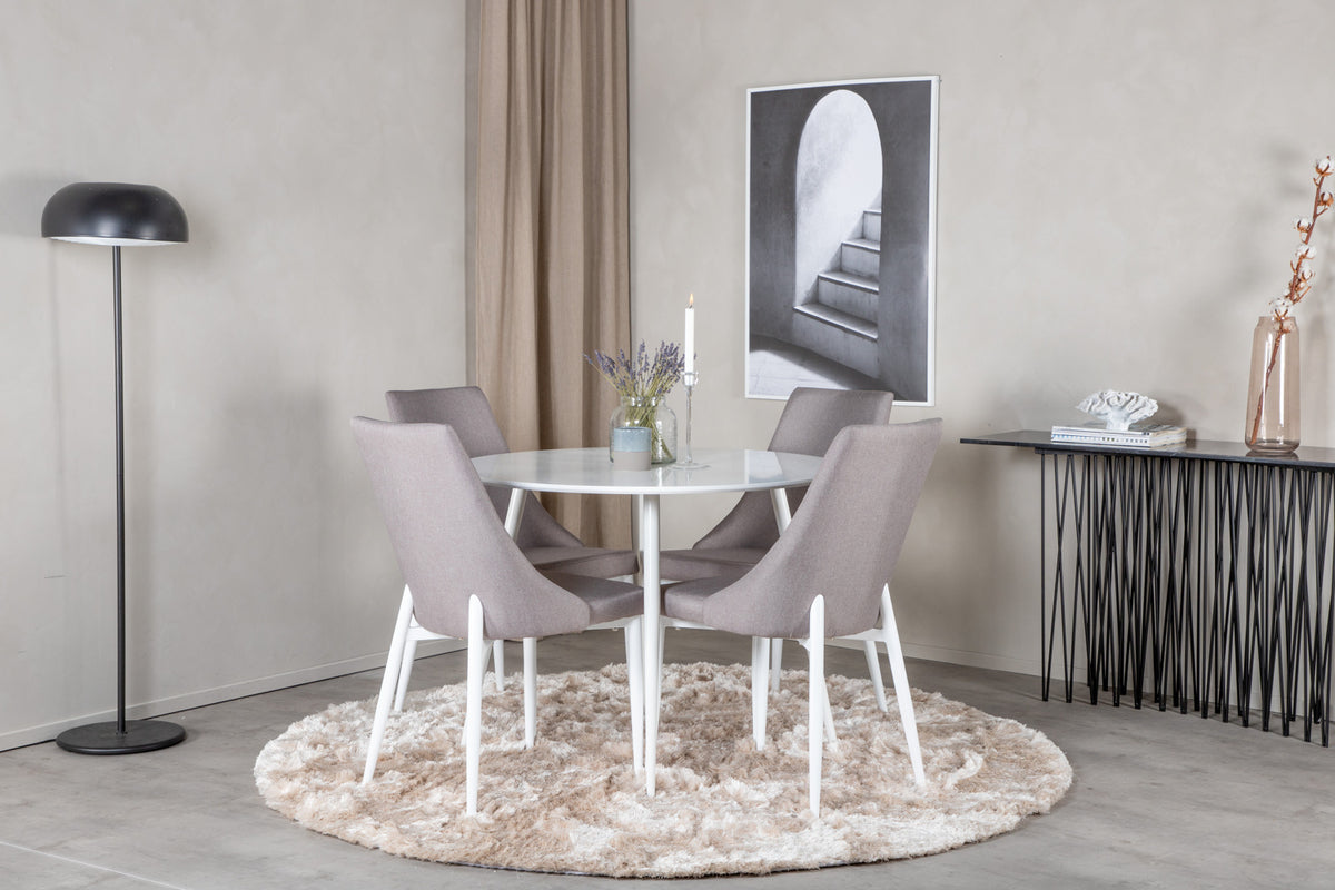 Dining Chair 2-pack Grey + Round Dining Table ø100 White