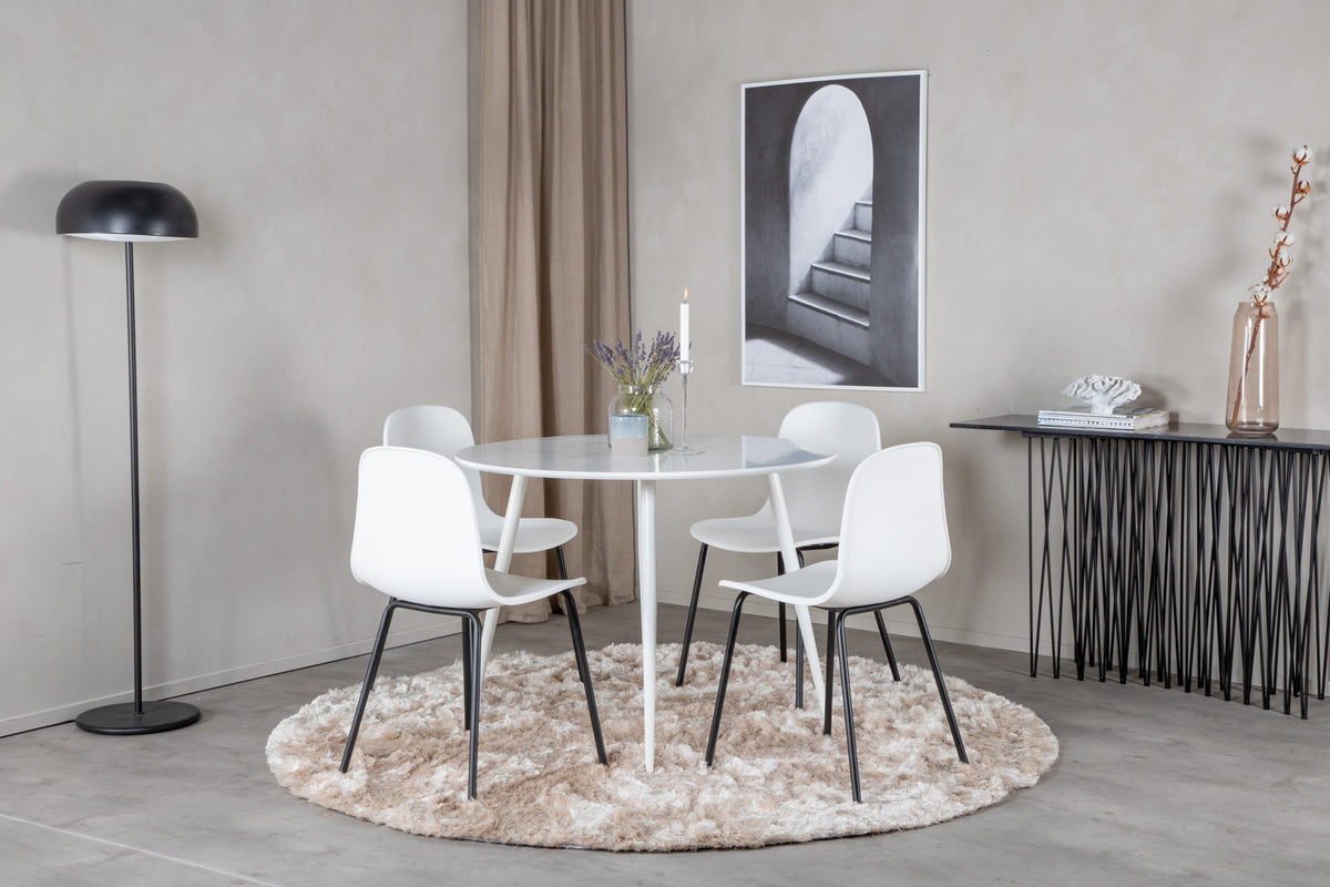 Dining Chair 2-pack White + Round Dining Table ø100 White