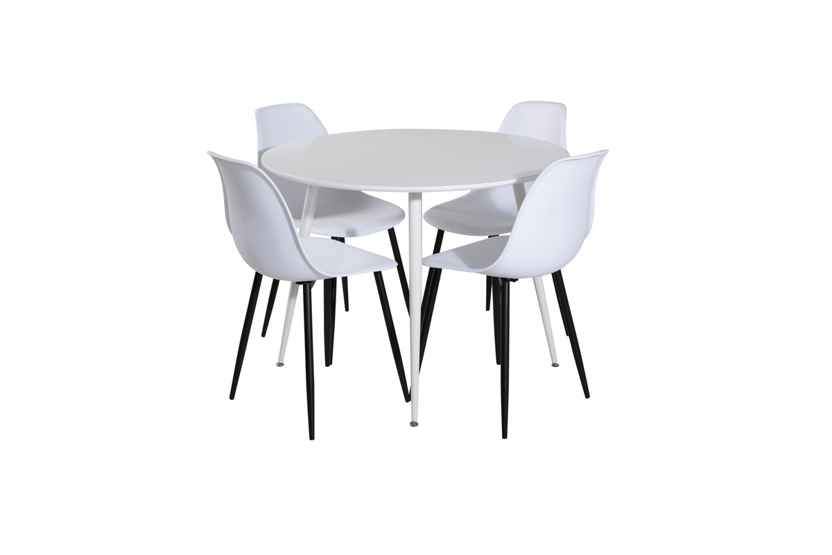 Round Dining Table ø100 White + Dining Chair 2-pack White