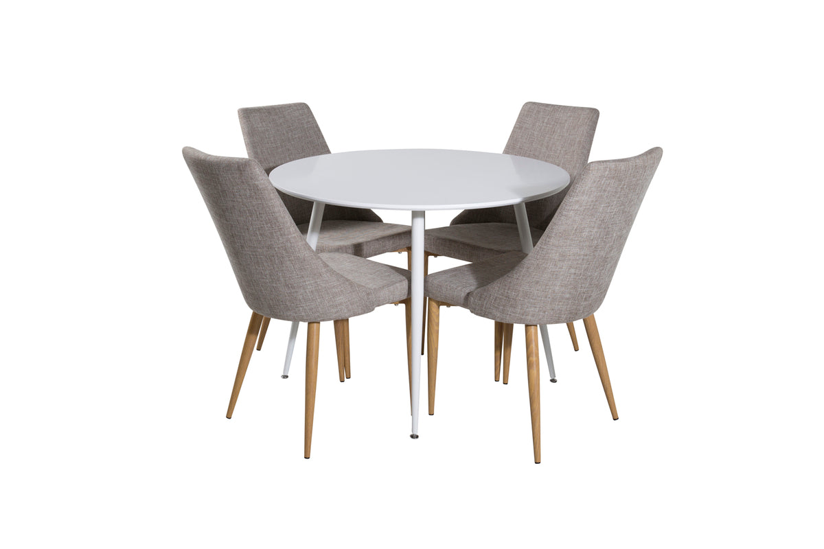 Dining Chair 2-pack Light Grey + Round Dining Table ø100 White