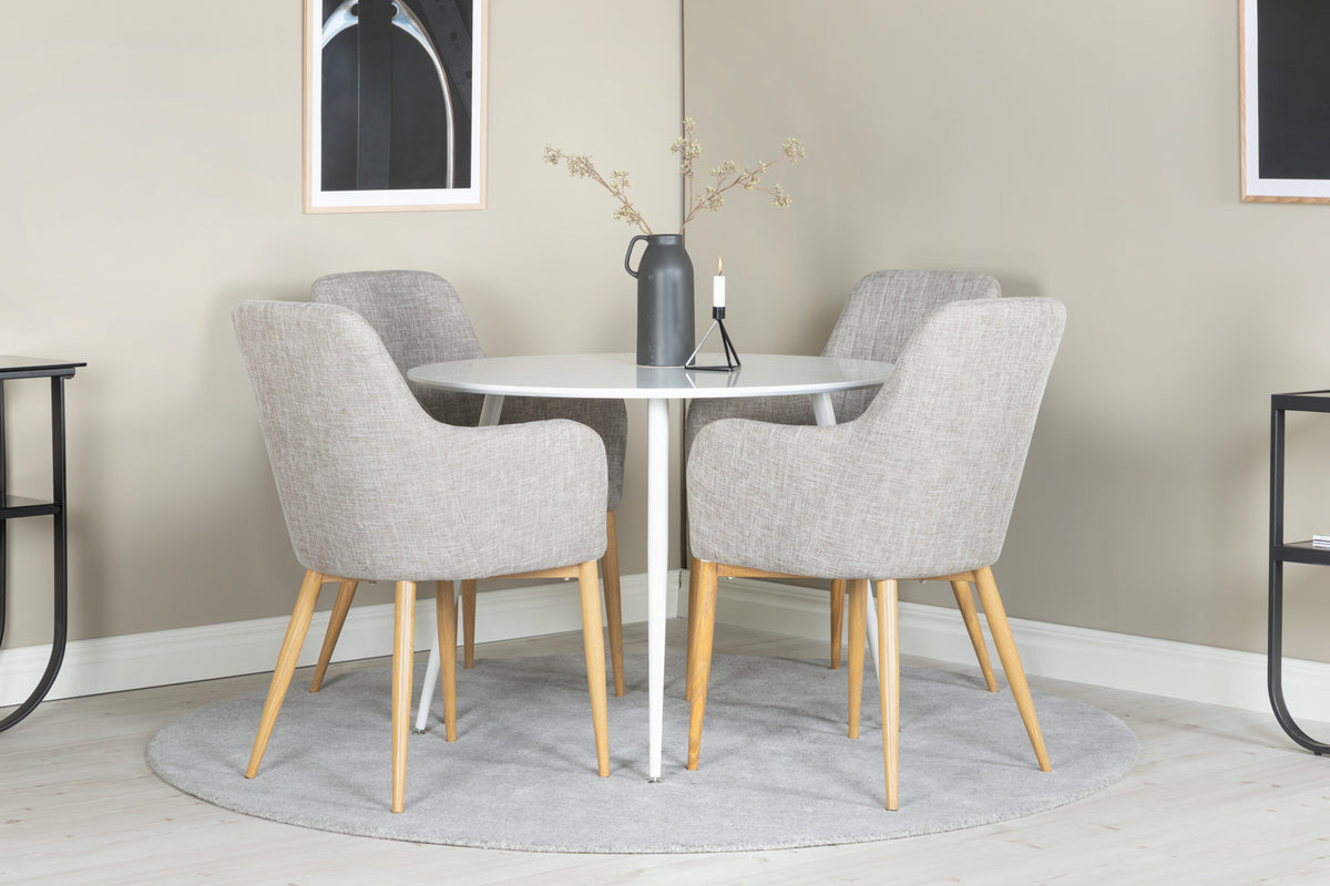 Dining Chair 2-pack Grey + Round Dining Table ø100 White