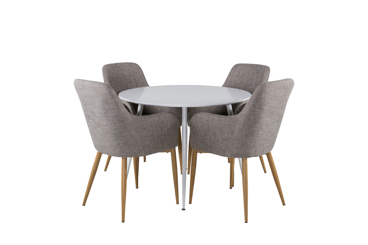 Dining Chair 2-pack Grey + Round Dining Table ø100 White