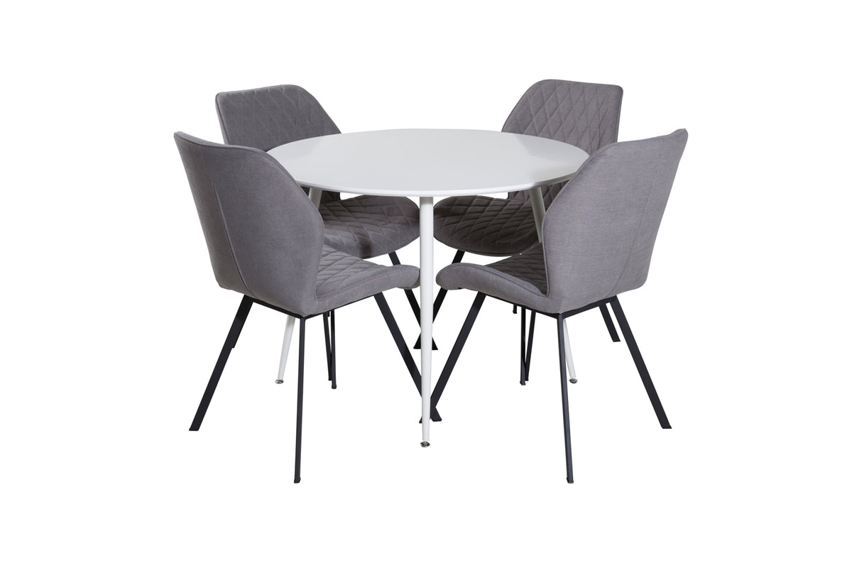 Dining Chair 2-pack Grey + Round Dining Table ø100 White
