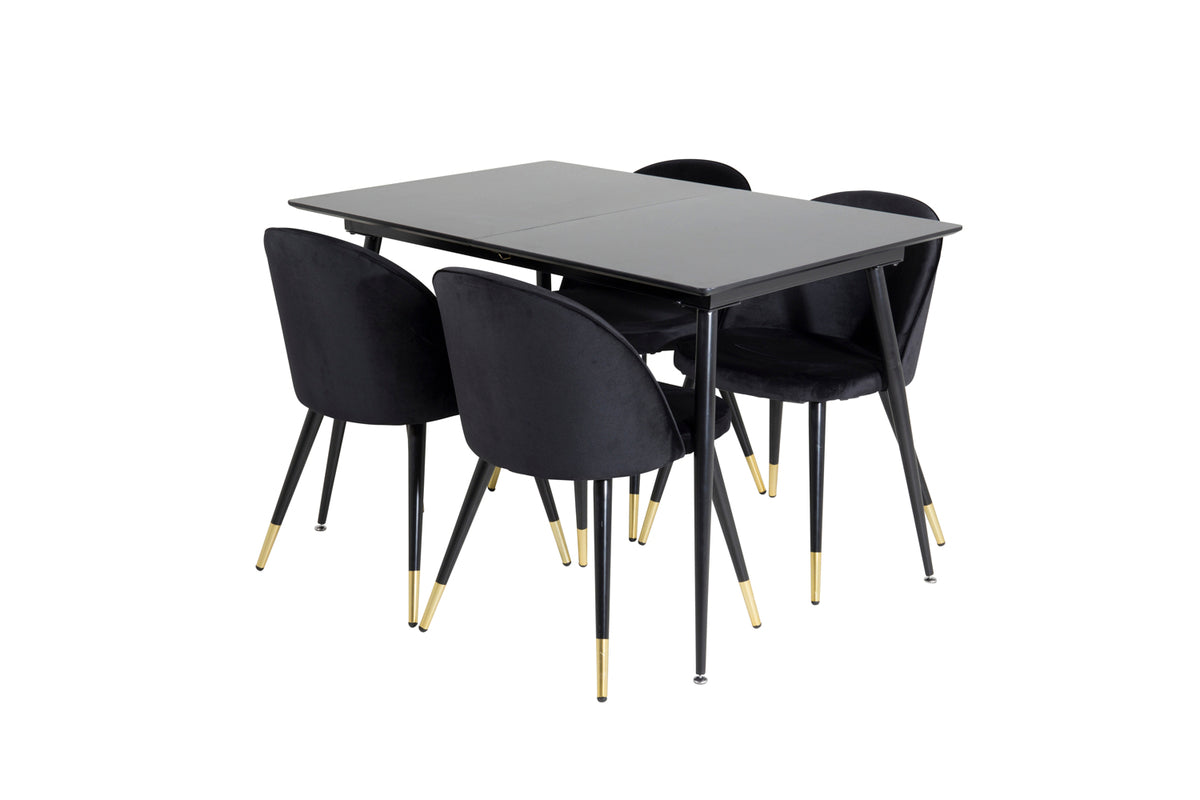 Rectangular Dining Table 75 x 120 x 80 Black + Dining Chair 2-pack Black