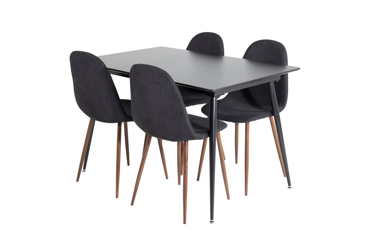 Rectangular Dining Table 75 x 120 x 80 Black + Dining Chair 2-pack Black