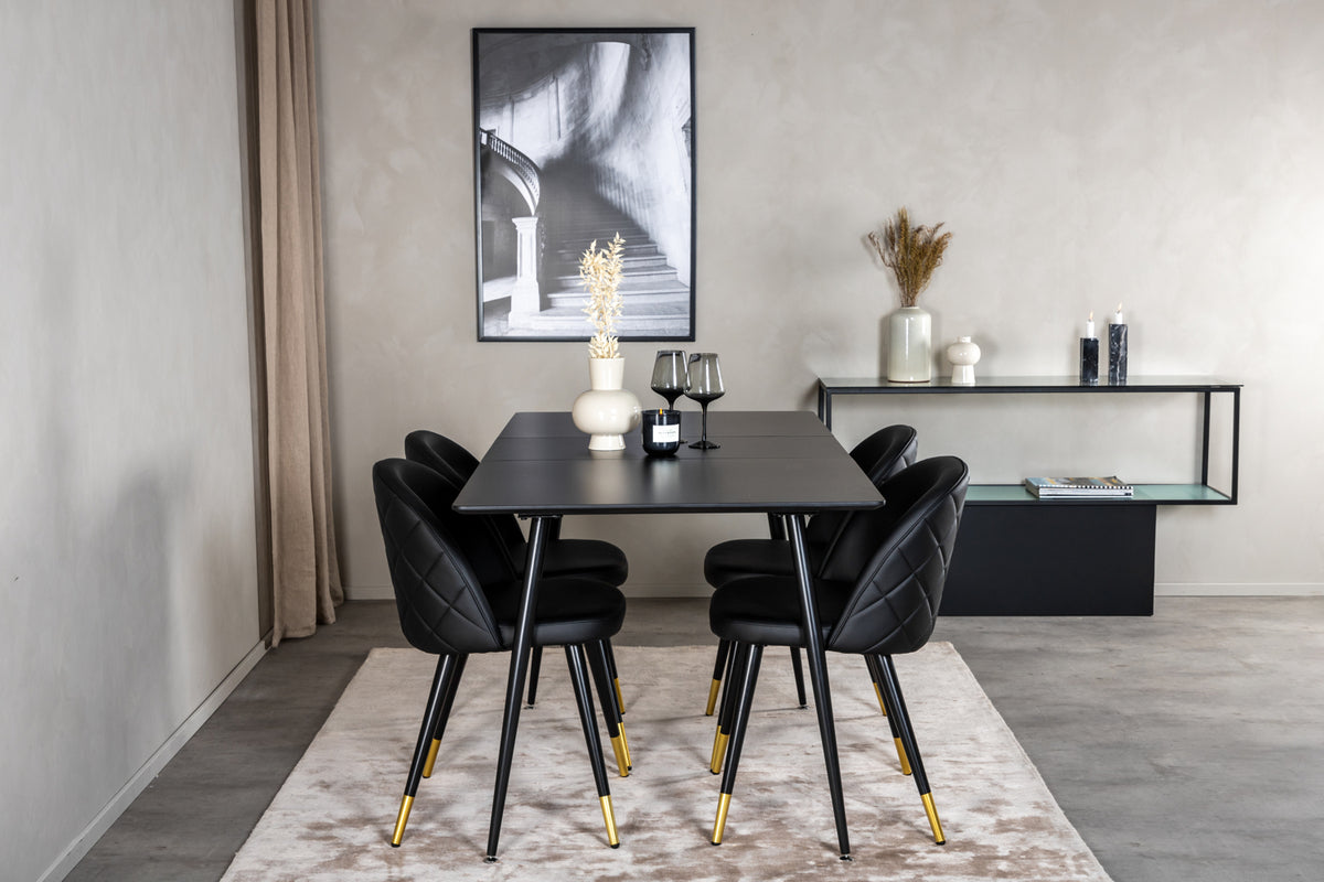 Rectangular Dining Table 75 x 120 x 80 Black + Dining Chair 2-pack Black