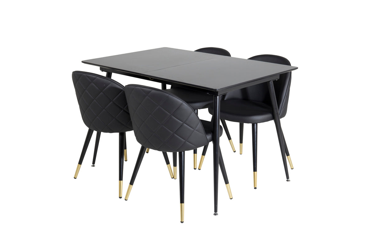 Rectangular Dining Table 75 x 120 x 80 Black + Dining Chair 2-pack Black
