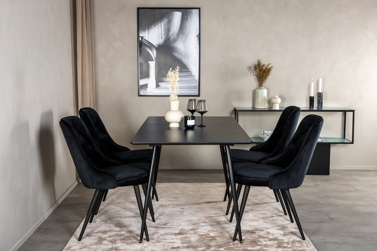 Rectangular Dining Table 75 x 120 x 80 Black + Dining Chair 2-pack Black