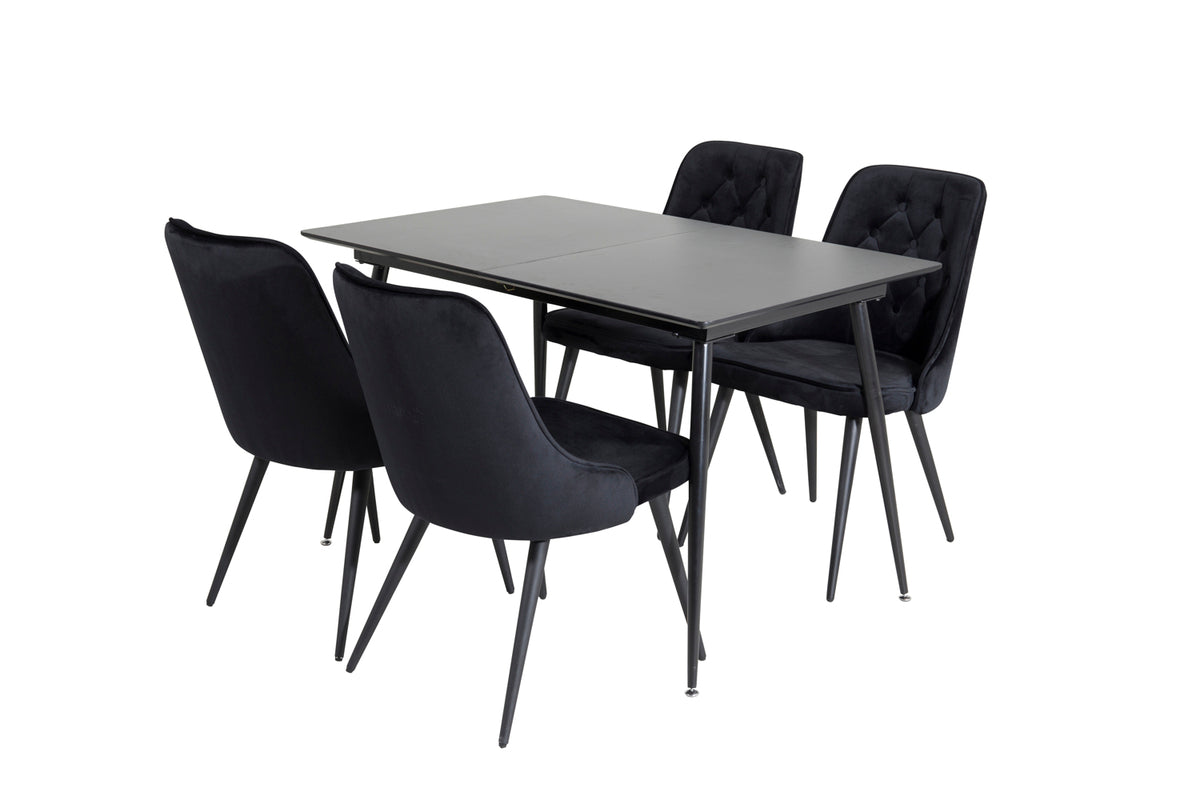 Rectangular Dining Table 75 x 120 x 80 Black + Dining Chair 2-pack Black