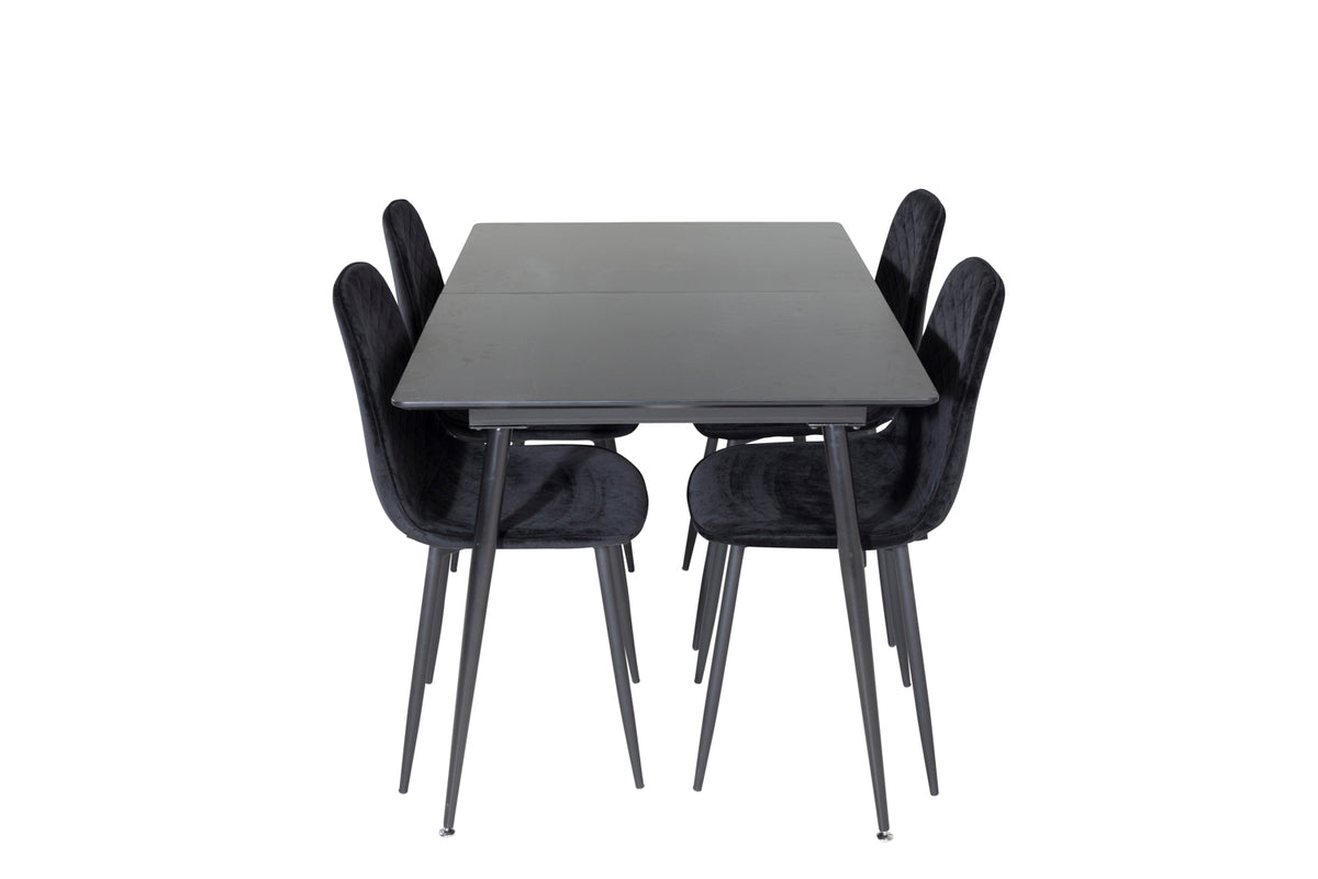 Rectangular Dining Table 75 x 120 x 80 Black + Dining Chair 2-pack Black