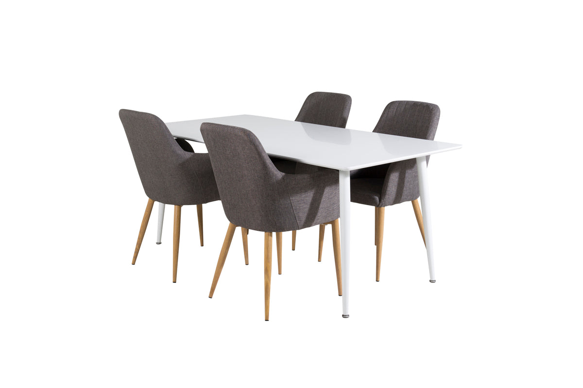 Rectangular Dining Table 180 x 75 x 90 White + Dining Chair 2-pack Dark Grey
