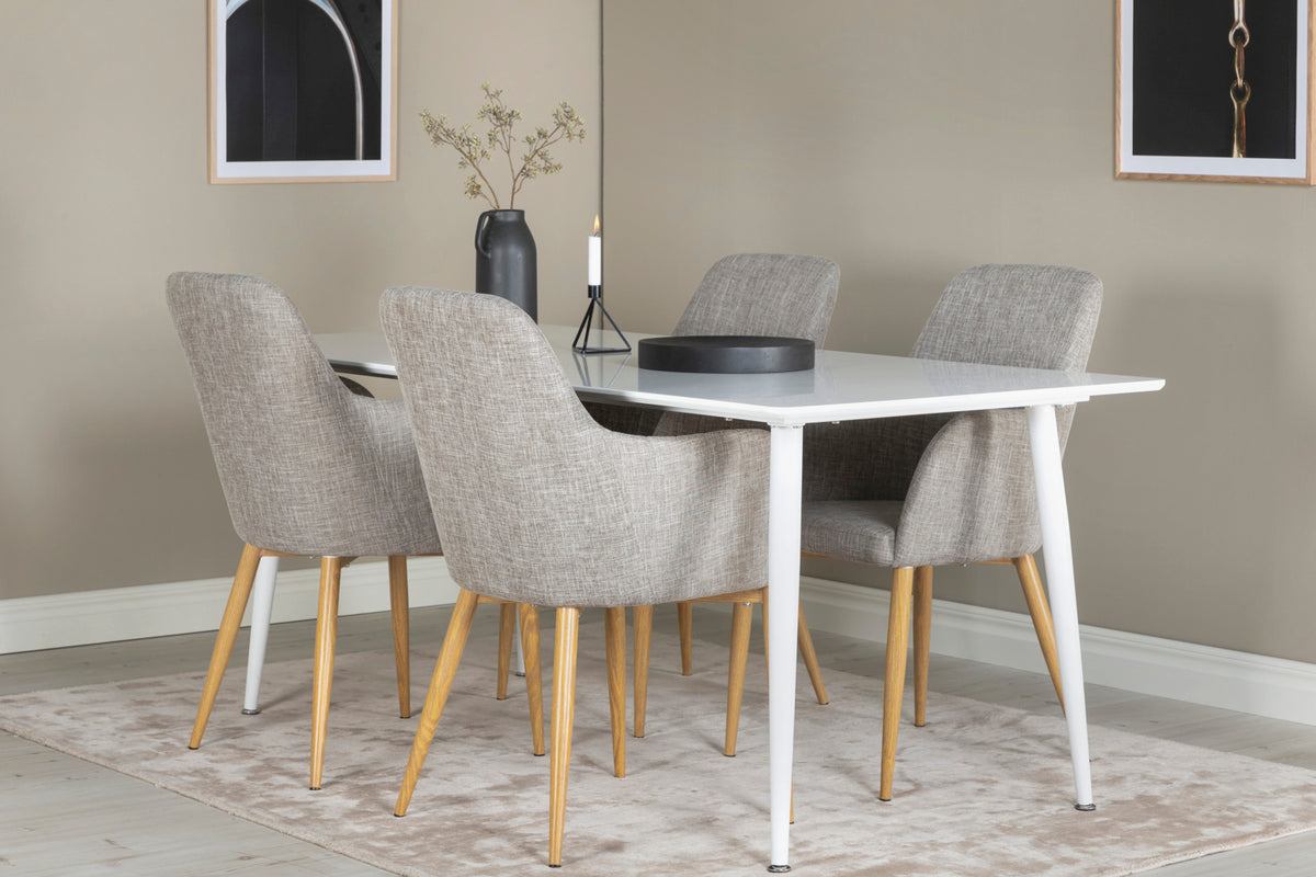 Dining Chair 2-pack Grey + Rectangular Dining Table 180 x 75 x 90 White