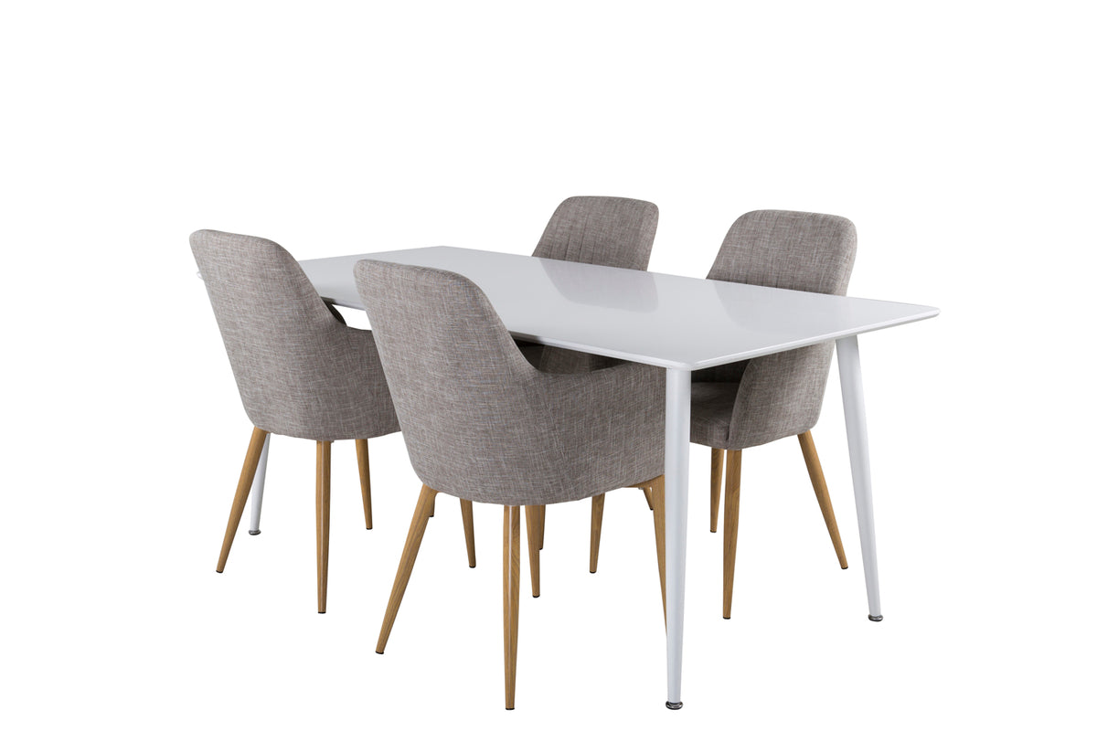 Dining Chair 2-pack Grey + Rectangular Dining Table 180 x 75 x 90 White