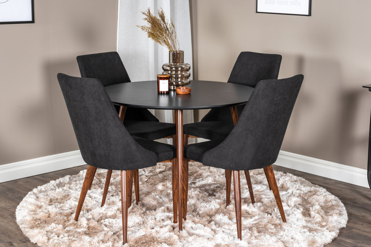 Dining Chair 2-pack Black + Round Dining Table ø100 Black