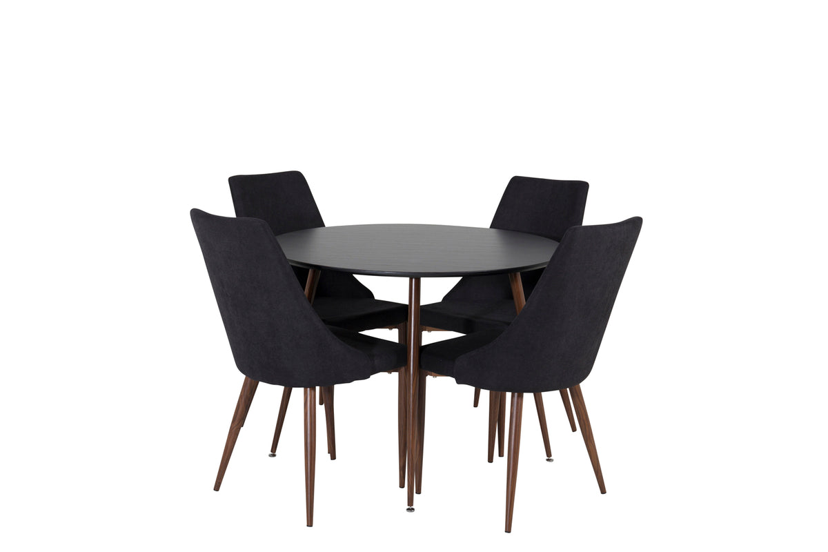 Dining Chair 2-pack Black + Round Dining Table ø100 Black