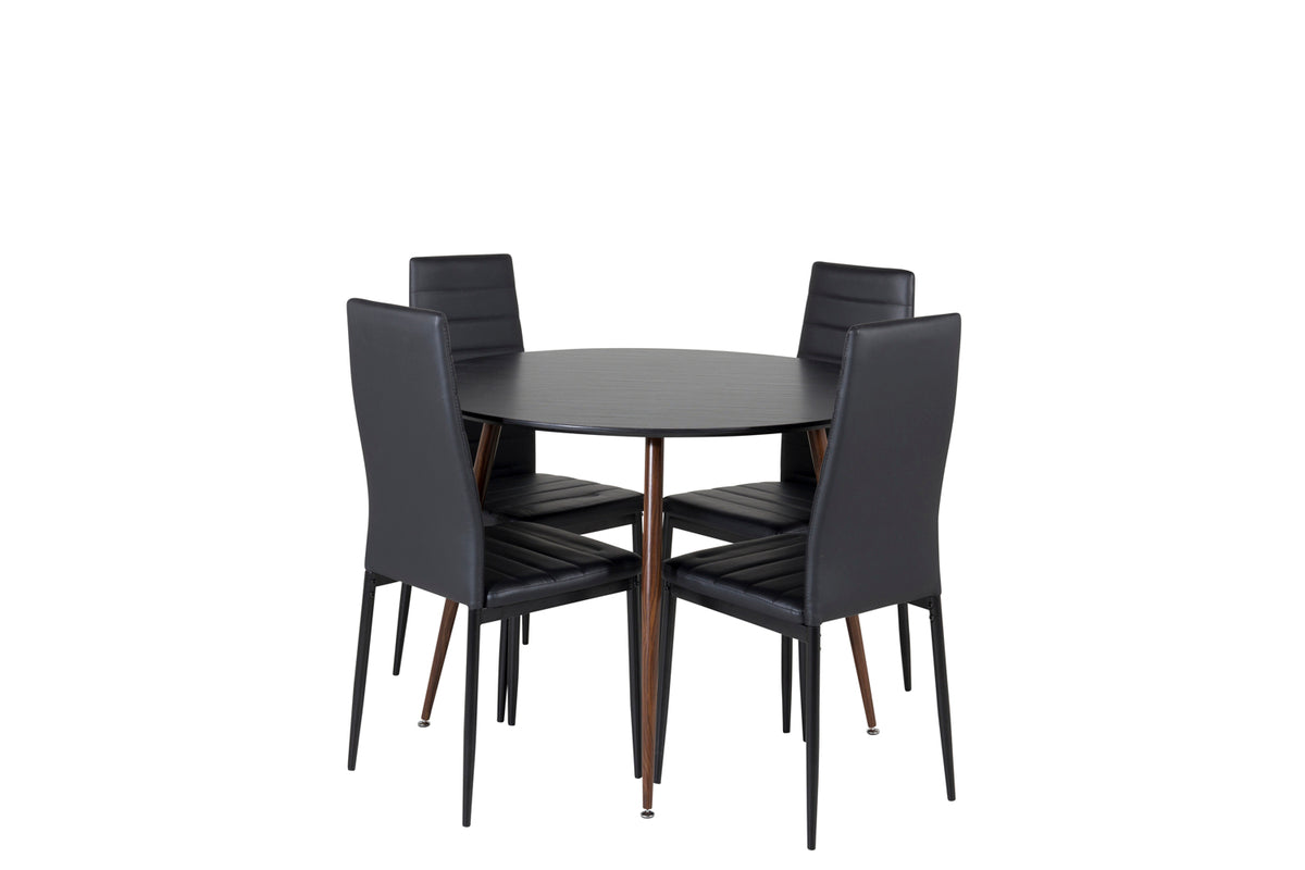 Dining Chair 2-pack Black + Round Dining Table ø100 Black