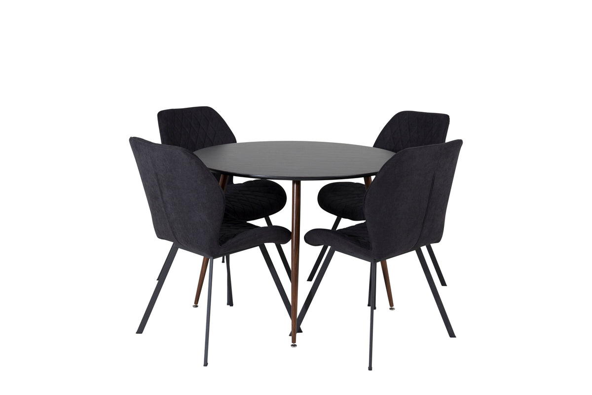 Dining Chair 2-pack Black + Round Dining Table ø100 Black