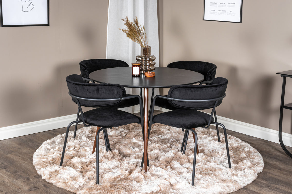 Dining Chair 2-pack Black + Round Dining Table ø100 Black