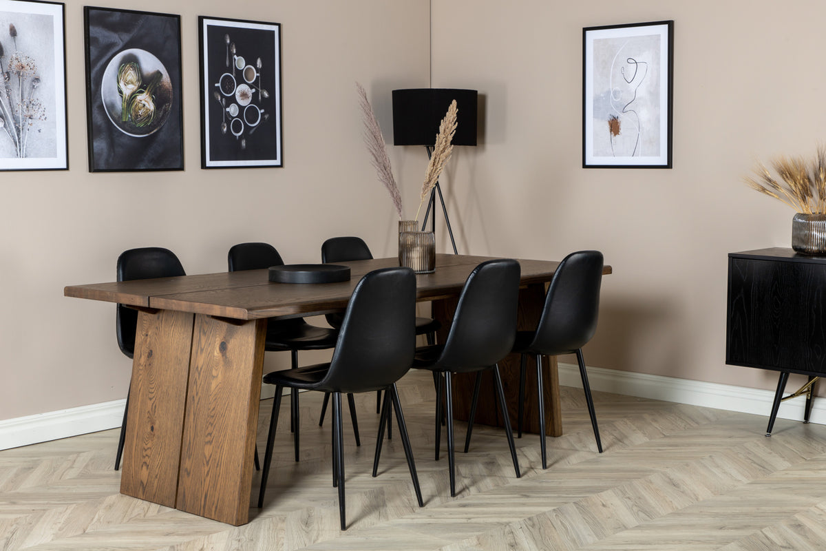 Rectangular Dining Table 100x210 Nature + Dining Chair 2-pack Black