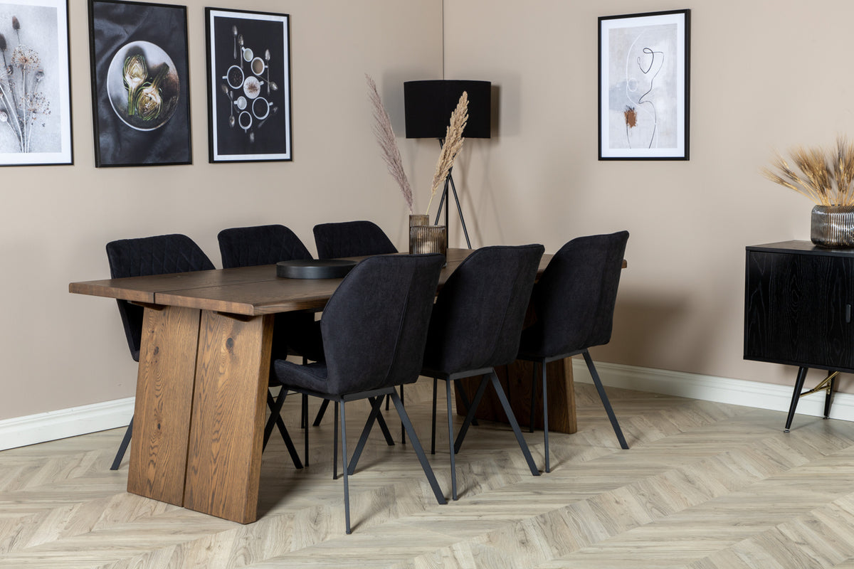 Rectangular Dining Table 100x210 Nature + Dining Chair 2-pack Black