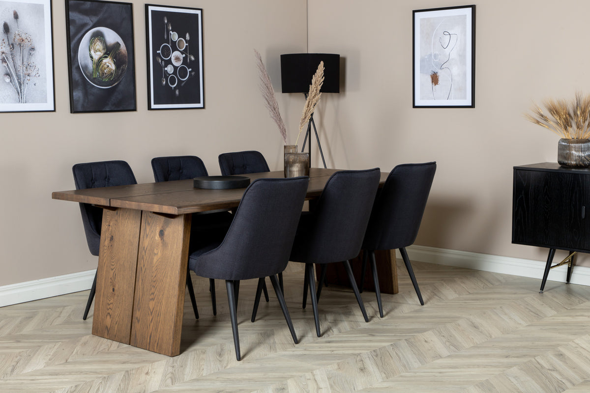 Rectangular Dining Table 100x210 Nature + Dining Chair 2-pack Black