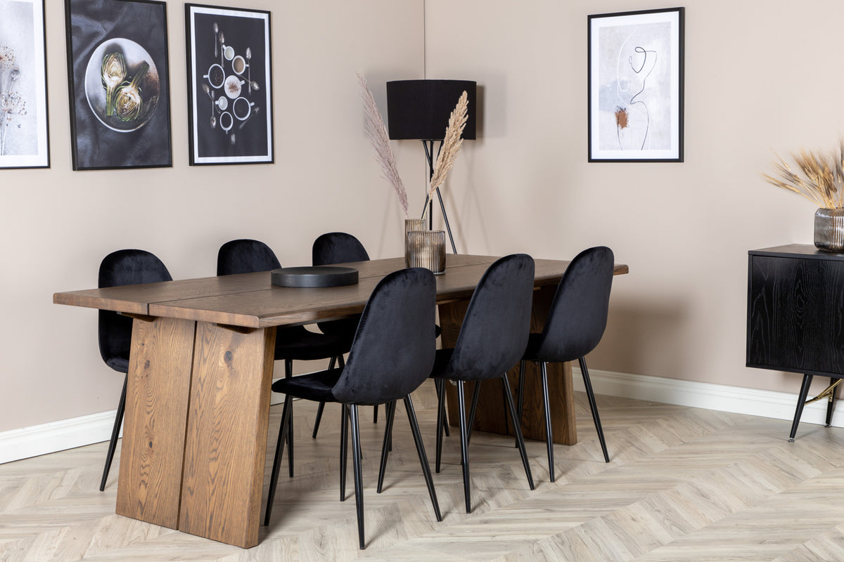 Rectangular Dining Table 100x210 Nature + Dining Chair 2-pack Black