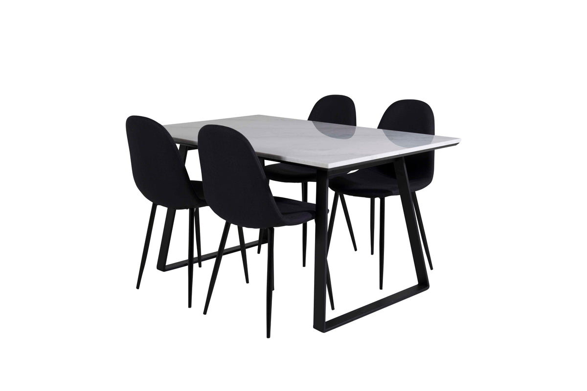 Rectangular Dining Table 75 x 140 x 90 Black + Dining Chair 2-pack Black