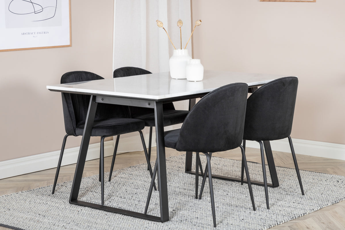 Dining Chair 2-pack Black + Rectangular Dining Table 75 x 140 x 90 Black