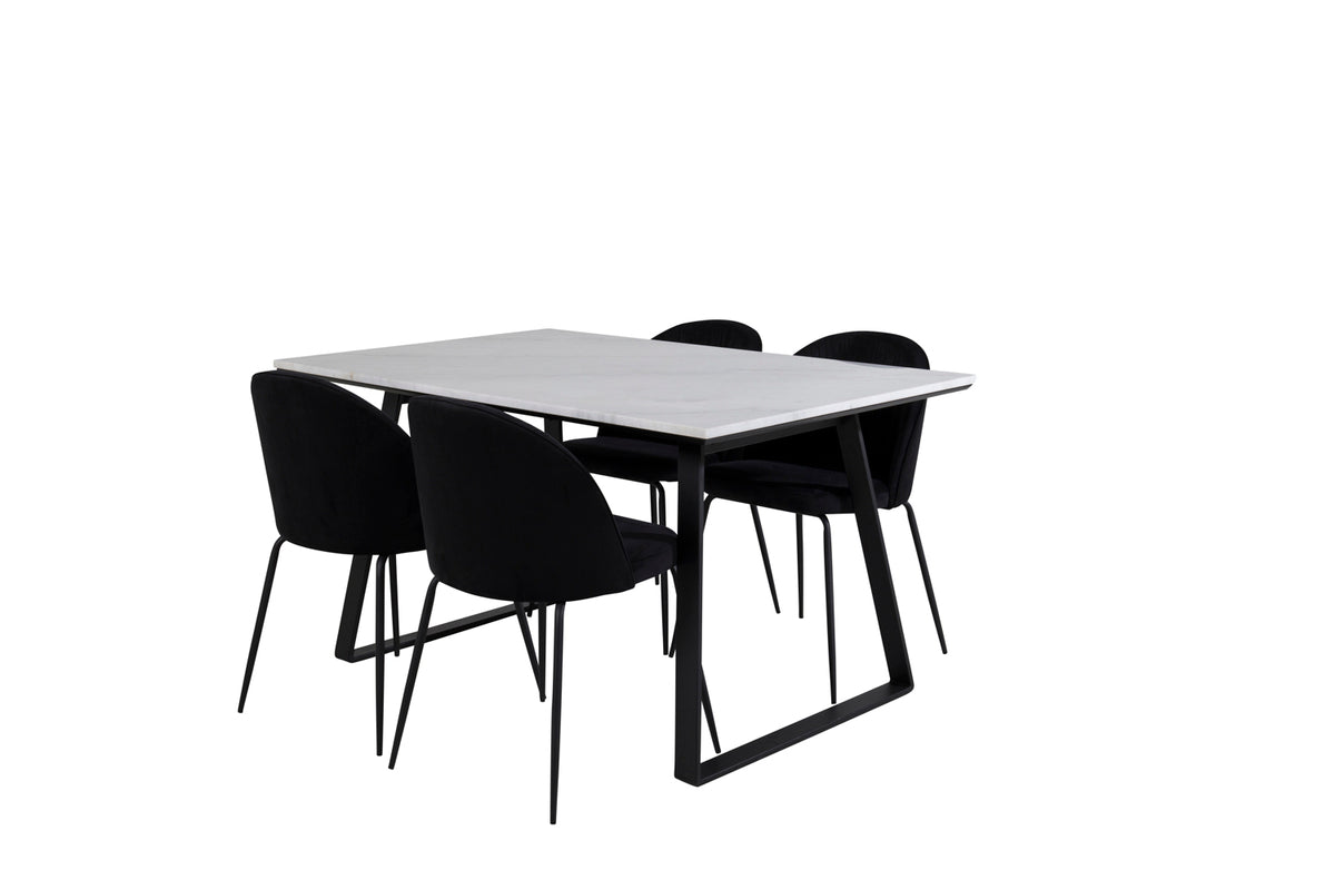 Dining Chair 2-pack Black + Rectangular Dining Table 75 x 140 x 90 Black