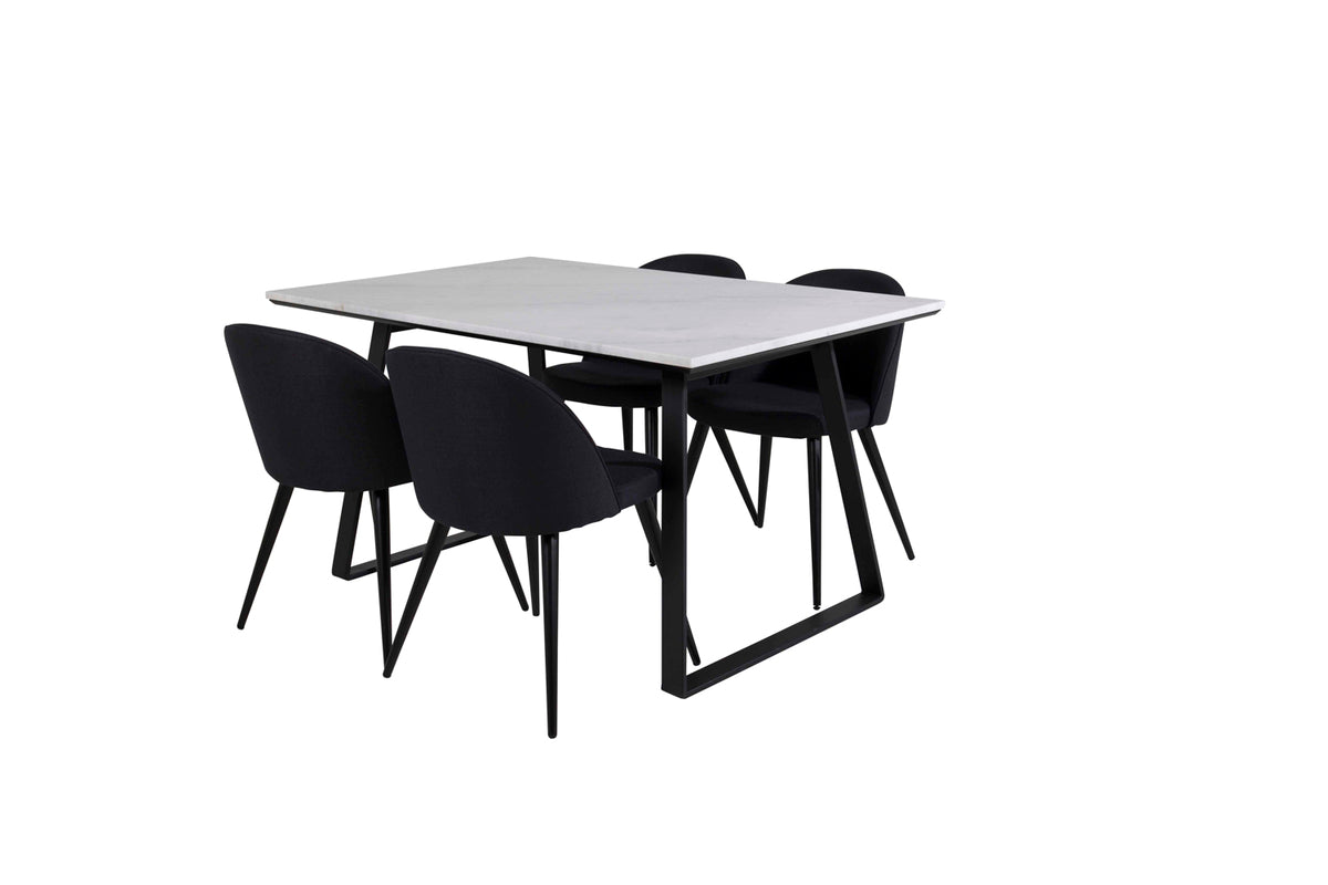 Rectangular Dining Table 75 x 140 x 90 Black + Dining Chair 2-pack Black