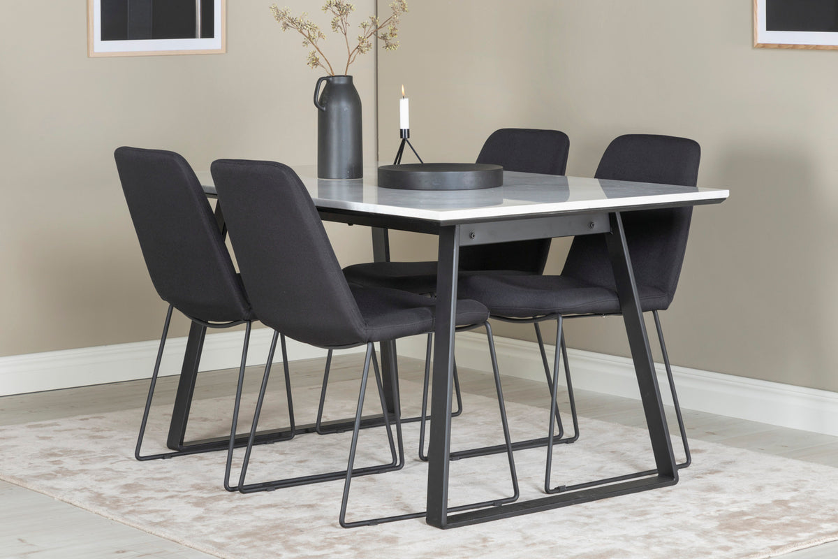 Dining Chair 2-pack Black + Rectangular Dining Table 75 x 140 x 90 Black