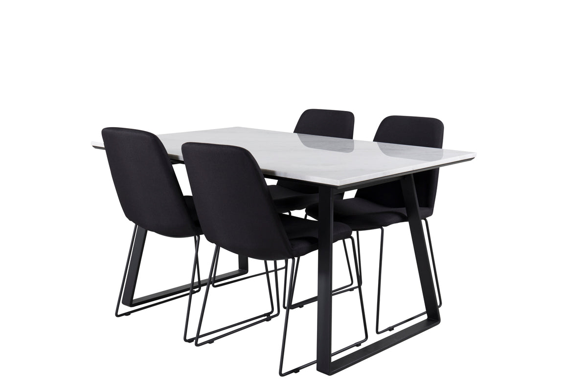 Dining Chair 2-pack Black + Rectangular Dining Table 75 x 140 x 90 Black