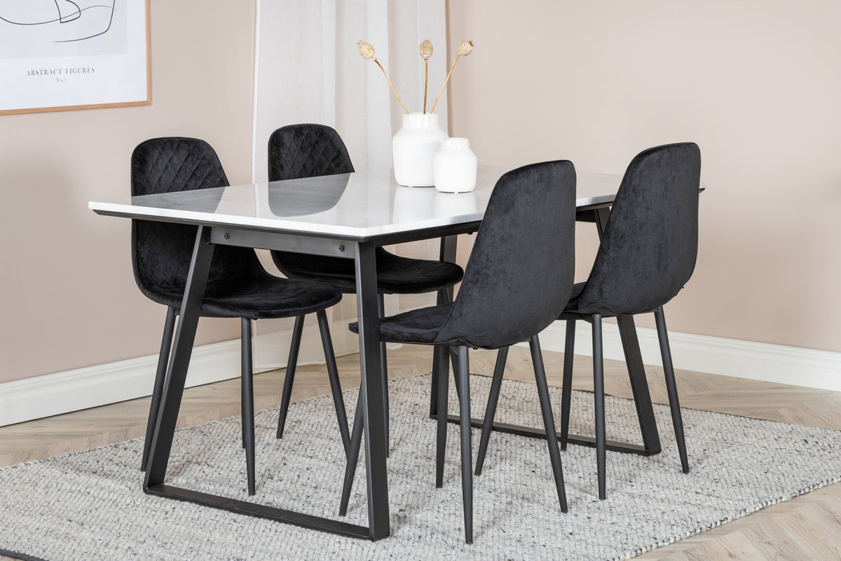 Rectangular Dining Table 75 x 140 x 90 Black + Dining Chair 2-pack Black