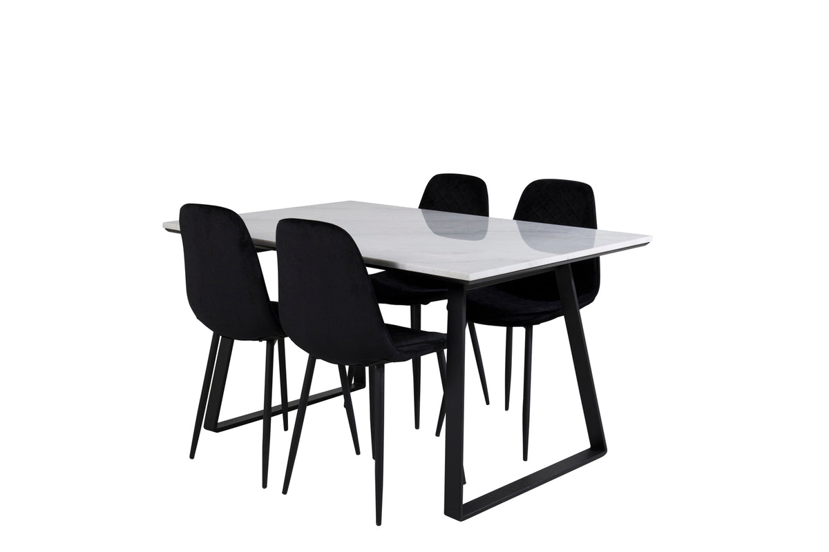 Rectangular Dining Table 75 x 140 x 90 Black + Dining Chair 2-pack Black