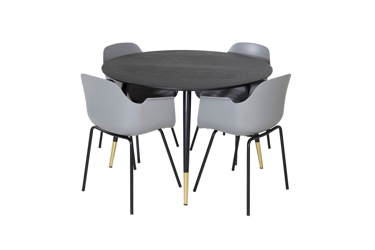Dining Chair 2-pack Grey + Round Dining Table ø115 Black