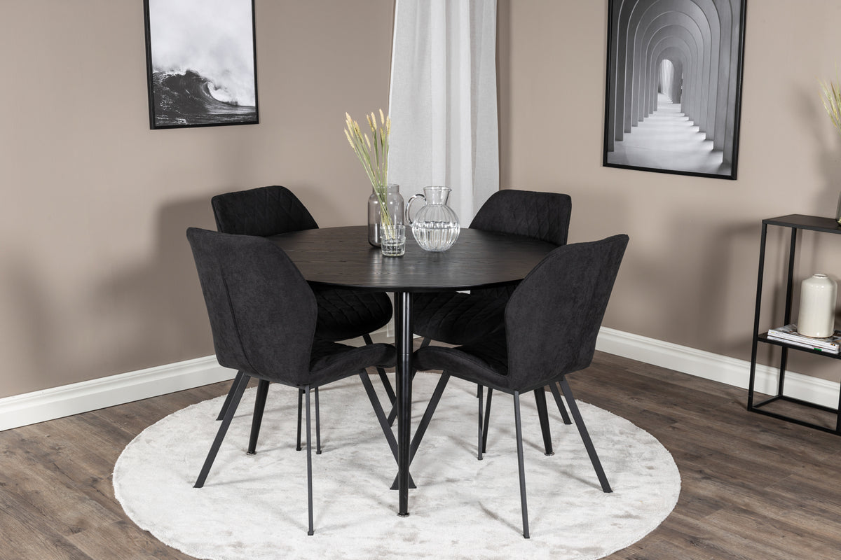 Dining Chair 2-pack Black + Round Dining Table ø115 Black
