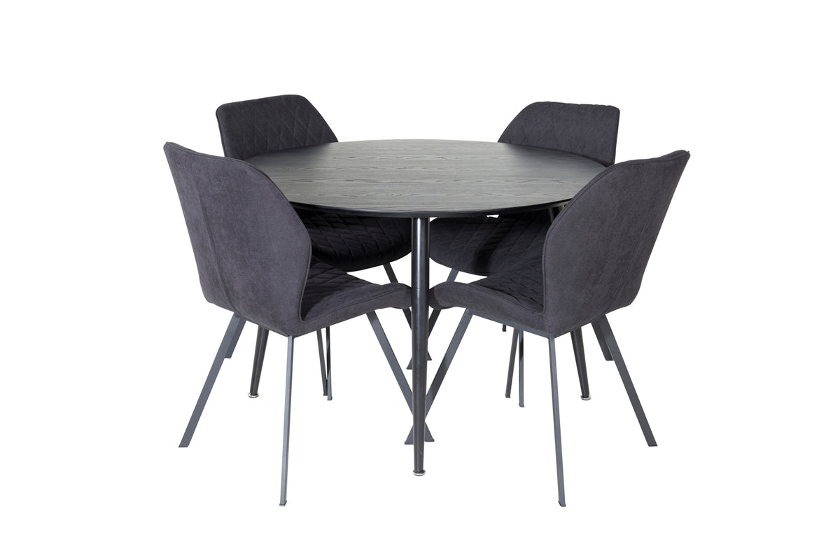 Dining Chair 2-pack Black + Round Dining Table ø115 Black