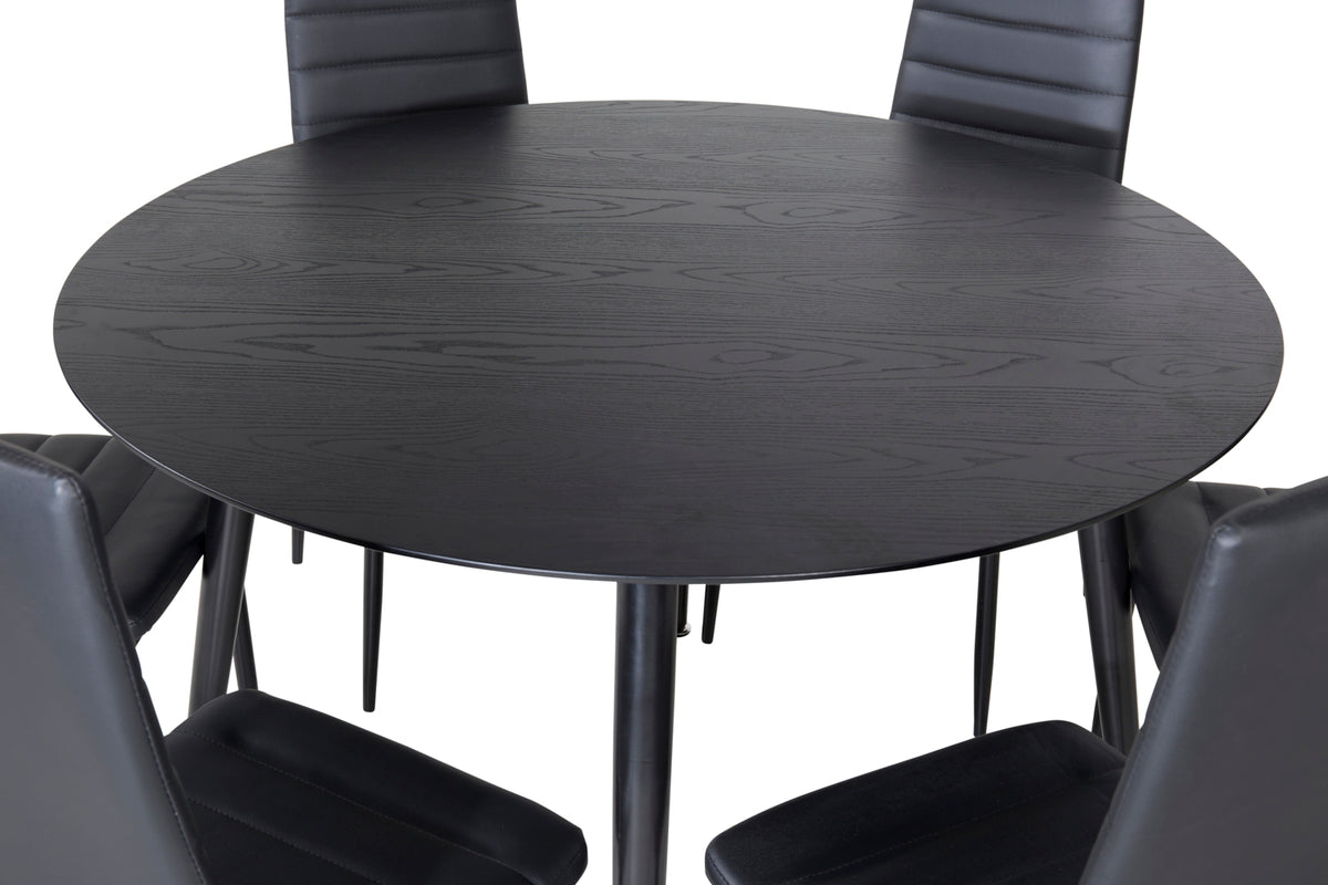 Dining Chair 2-pack Black + Round Dining Table ø115 Black