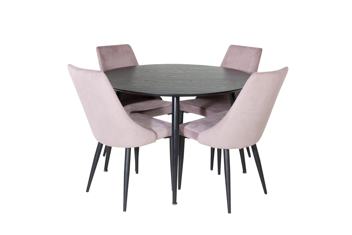 Dining Chair 2-pack Dusty Pink + Round Dining Table ø115 Black