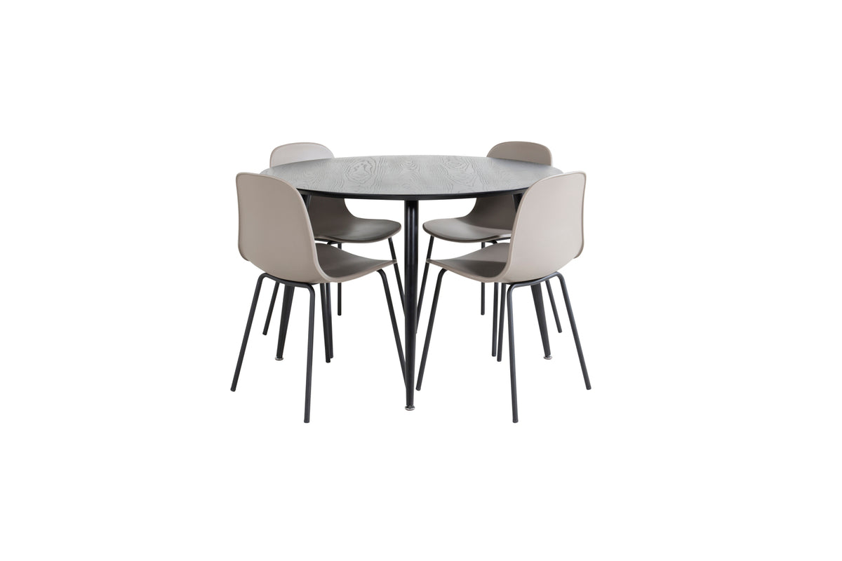 Dining Chair 2-pack Beige + Round Dining Table ø115 Black