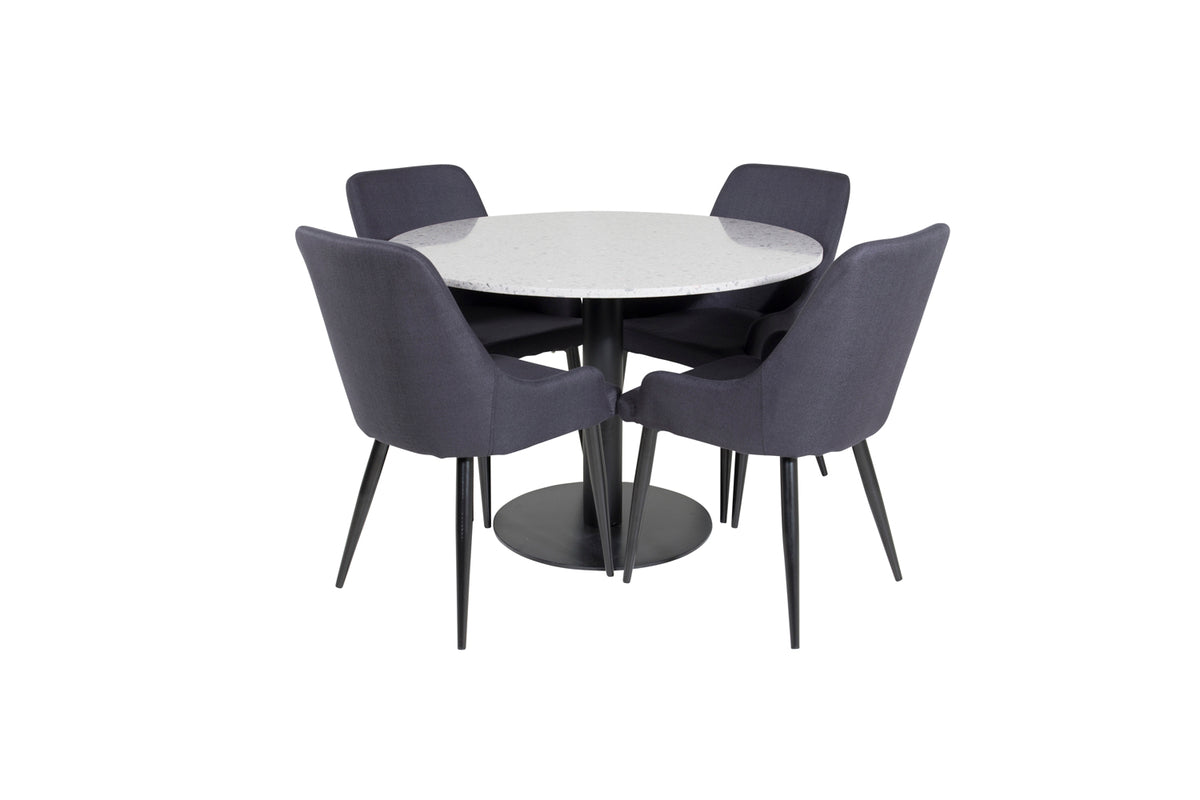 Dining Chair 2-pack Black + Round Dining Table ø106 Grey