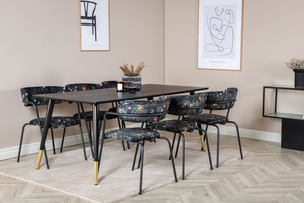 Dining Chair 2-pack Black + Rectangular Dining Table 180 x 75 x 90 Black