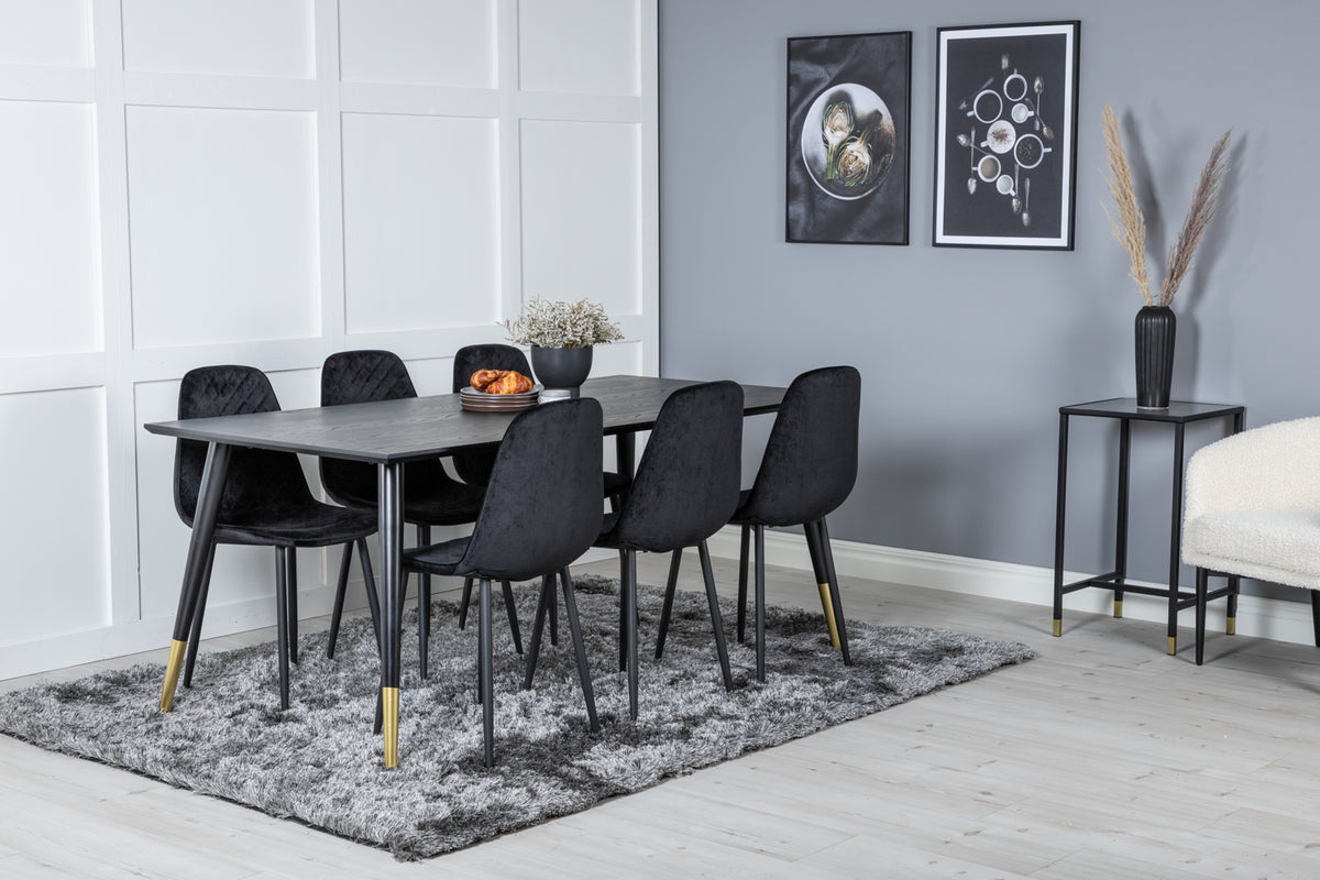 Rectangular Dining Table 180 x 75 x 90 Black + Dining Chair 2-pack Black
