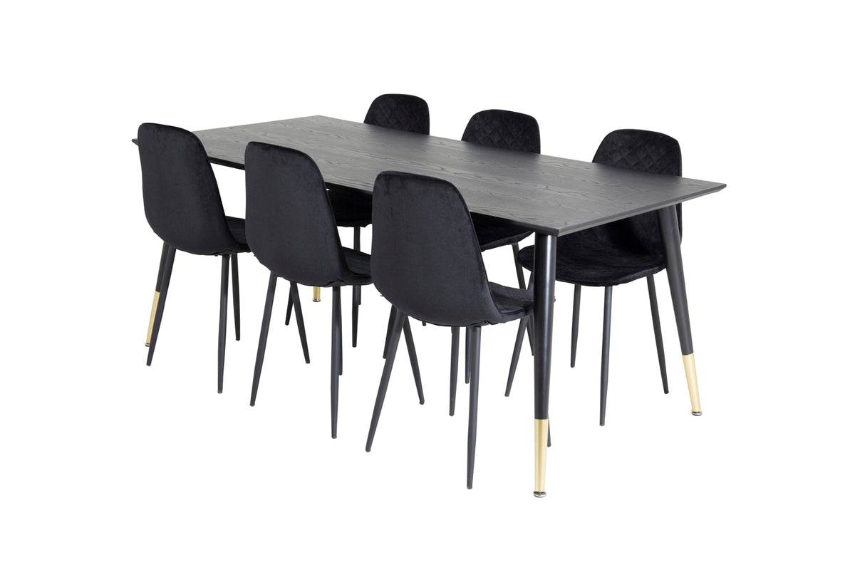 Rectangular Dining Table 180 x 75 x 90 Black + Dining Chair 2-pack Black