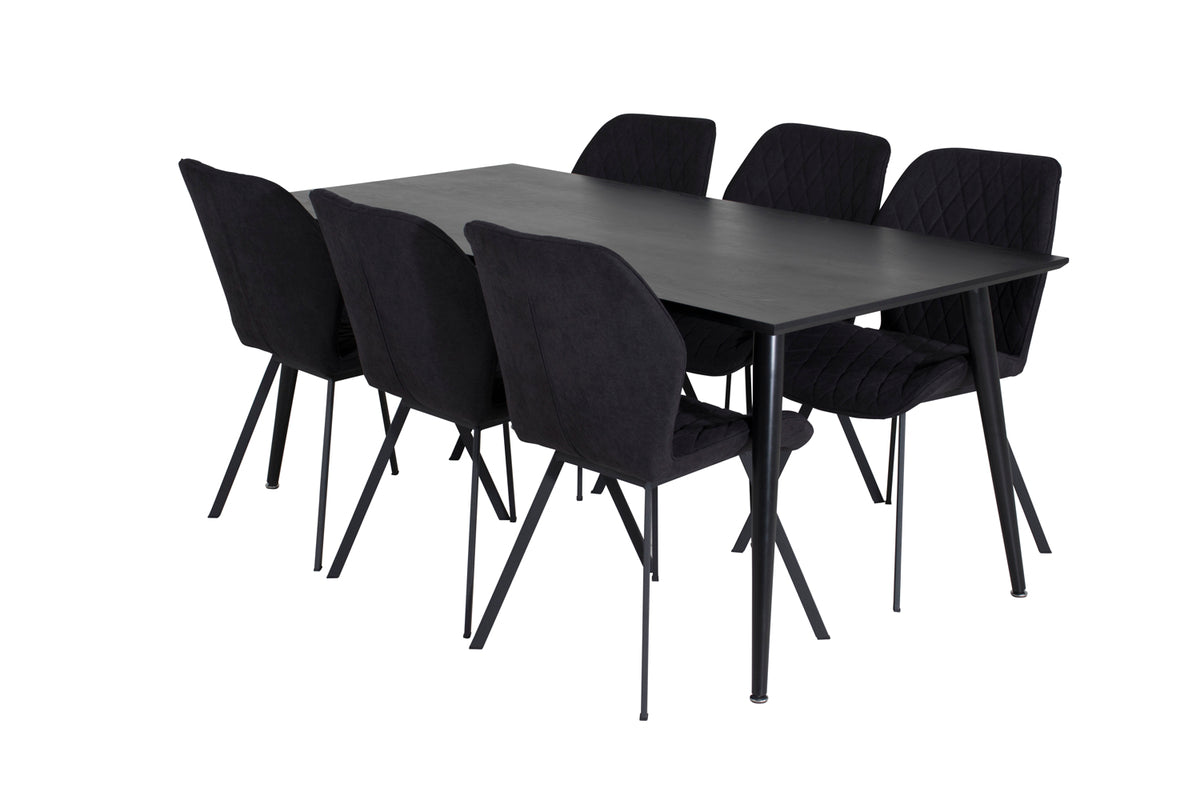 Dining Chair 2-pack Black + Rectangular Dining Table 180 x 75 x 90 Black