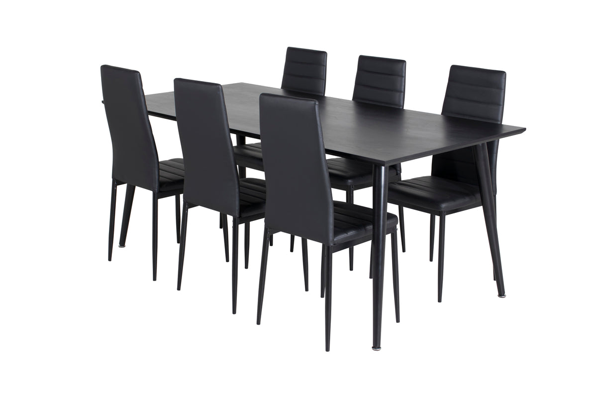 Dining Chair 2-pack Black + Rectangular Dining Table 180 x 75 x 90 Black