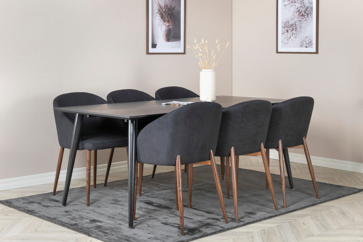 Dining Chair 2-pack Black + Rectangular Dining Table 180 x 75 x 90 Black