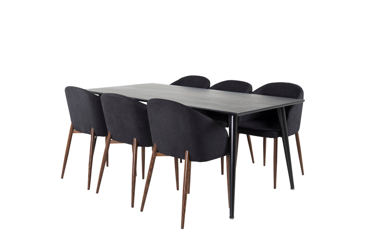 Dining Chair 2-pack Black + Rectangular Dining Table 180 x 75 x 90 Black