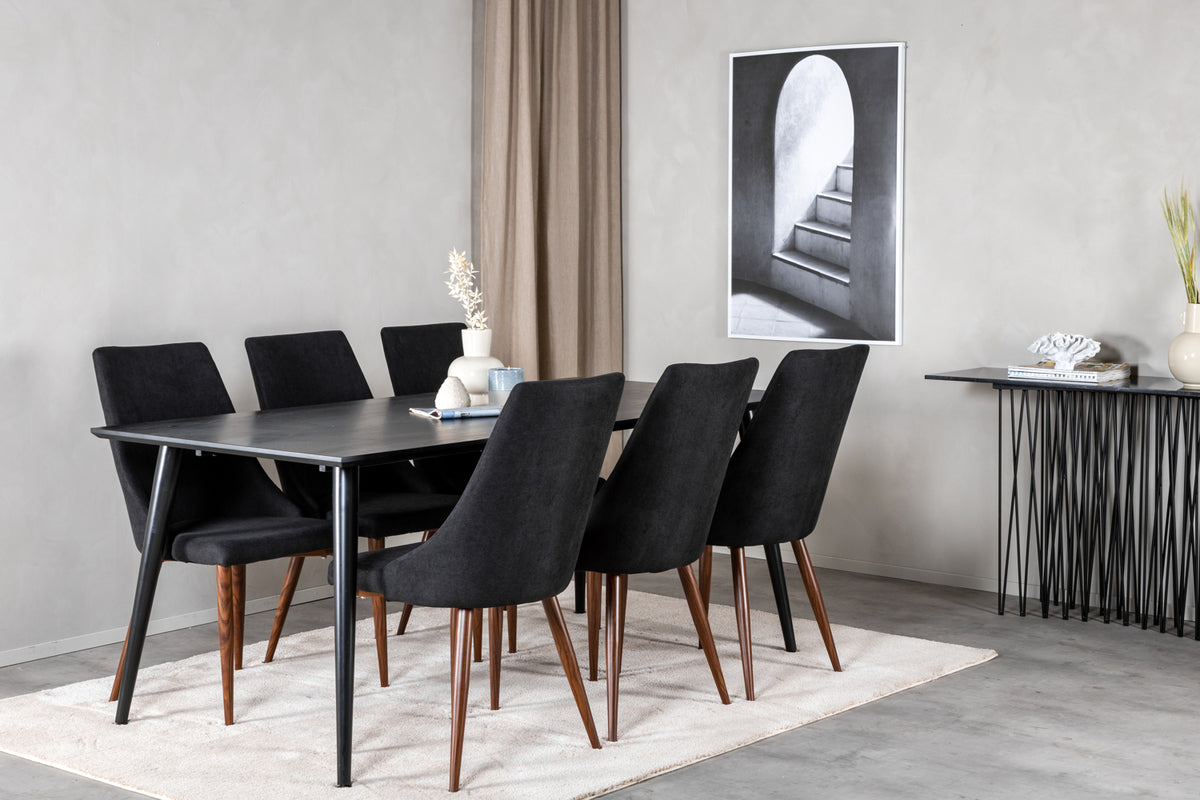 Dining Chair 2-pack Black + Rectangular Dining Table 180 x 75 x 90 Black