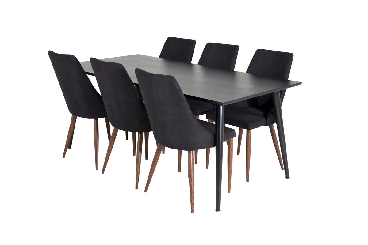 Dining Chair 2-pack Black + Rectangular Dining Table 180 x 75 x 90 Black